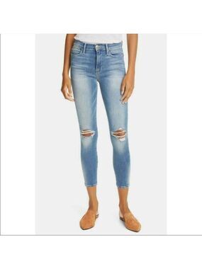 Frame Le Skinny De Jeanne Distressed Jeans Sz 25